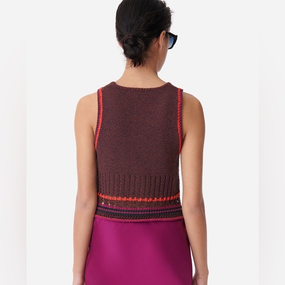 NWT Vanessa Bruno Pull Charleston Multicolore Knit Sleeveless Sweater Vest Brown - Picture 2 of 8